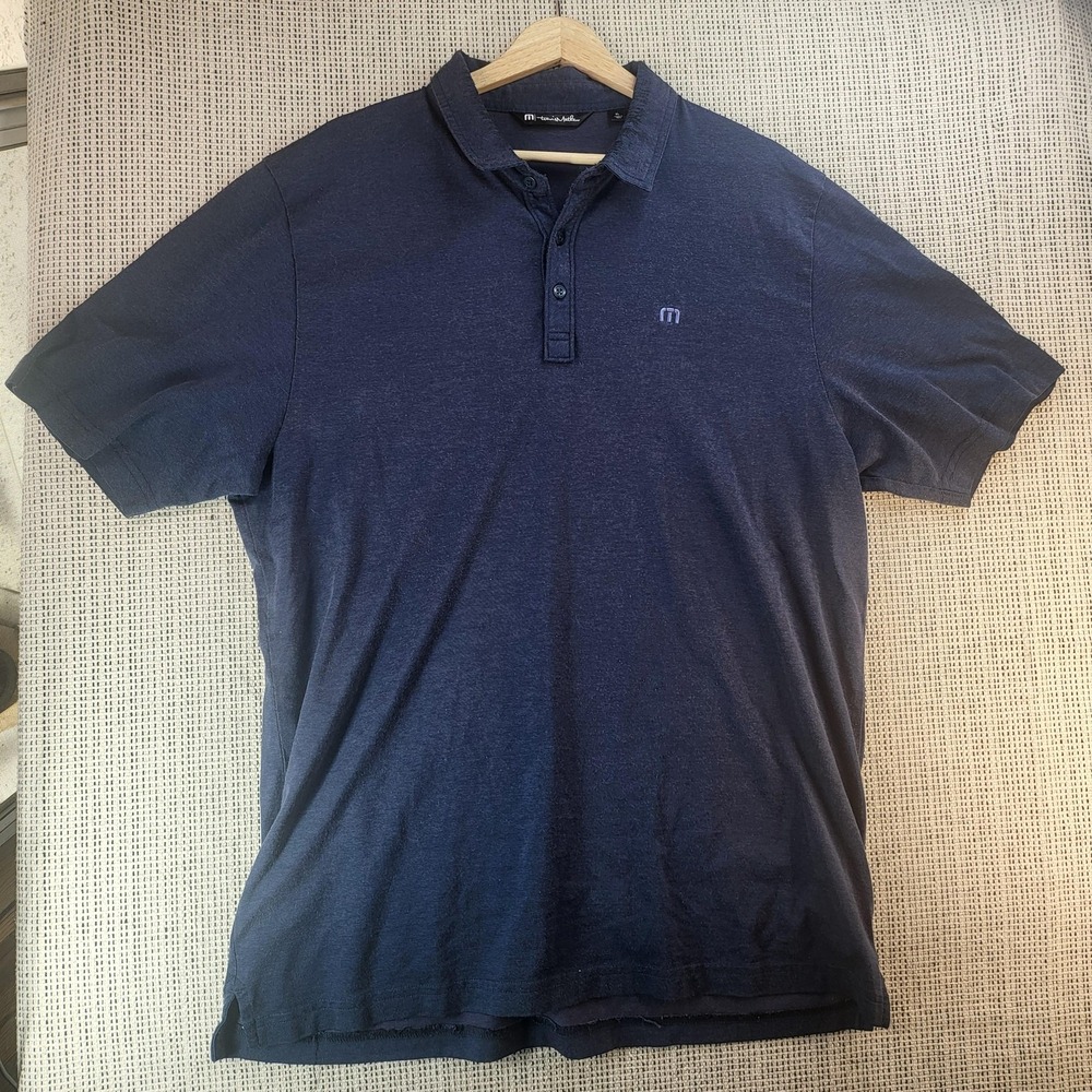 TravisMathew Polo‎ Shirt Mens Extra Large Navy Blue Golf Casual Embroidered Logo